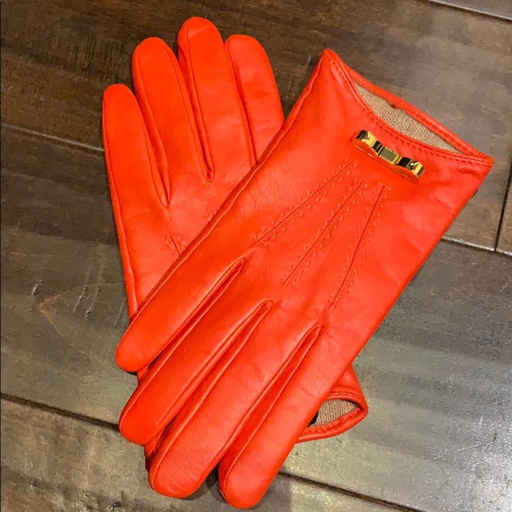 Ted Baker Orange Leather Lined gloves